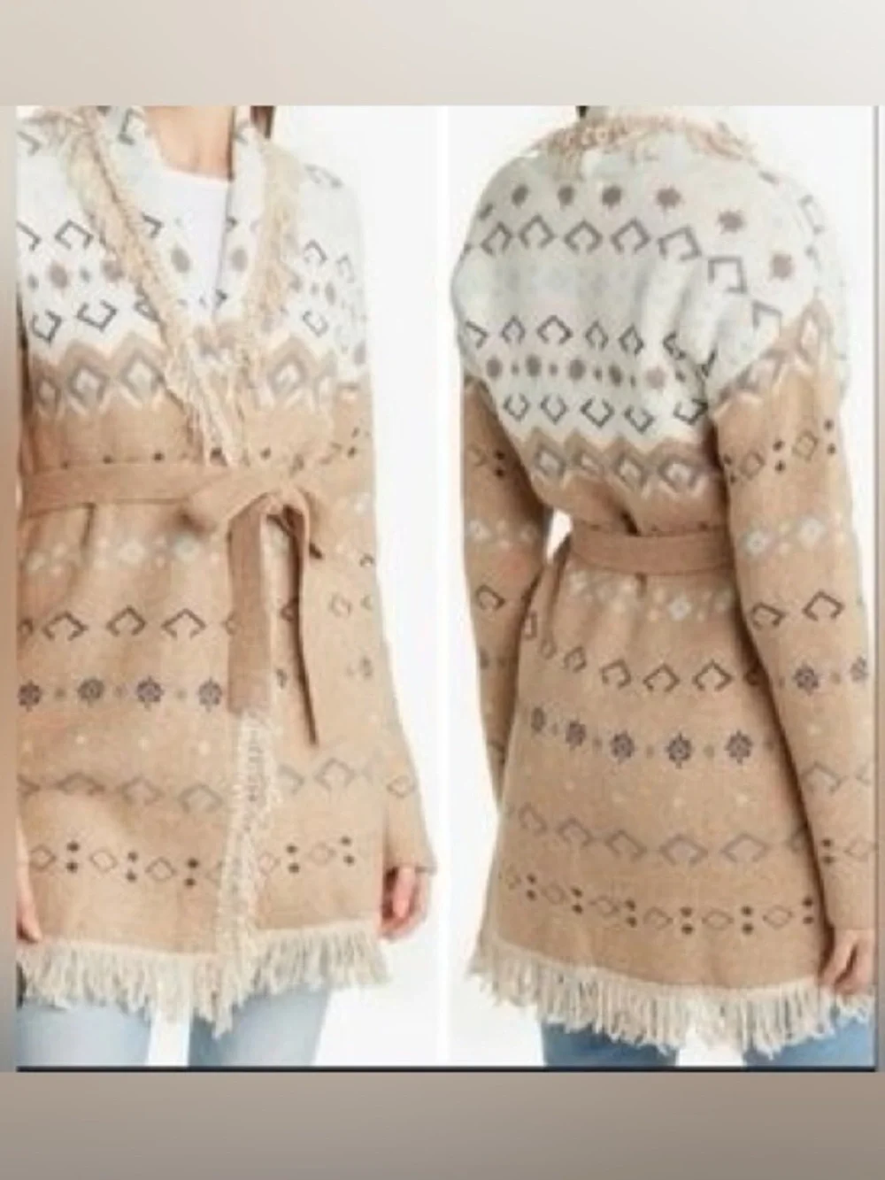 Lucky Brand Fair Isle Belted Cardigan (S)